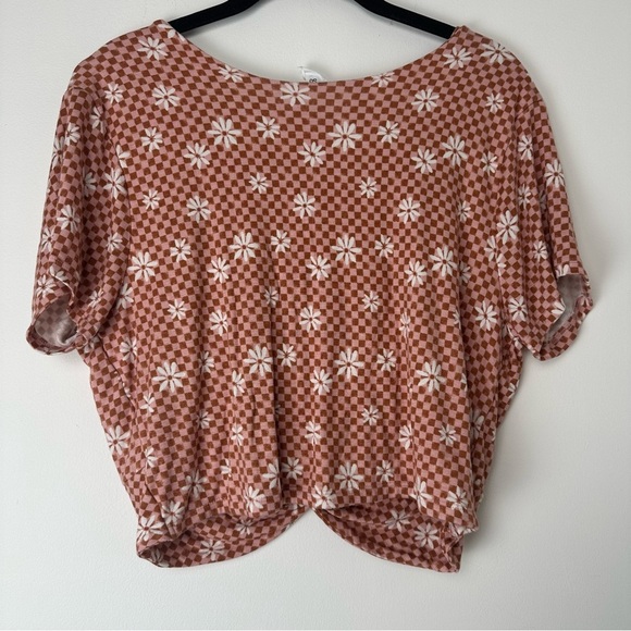 So Women’s Crop Top Size XXL Pink Floral Checkered Retro Dopamine Dressing - Picture 2 of 6